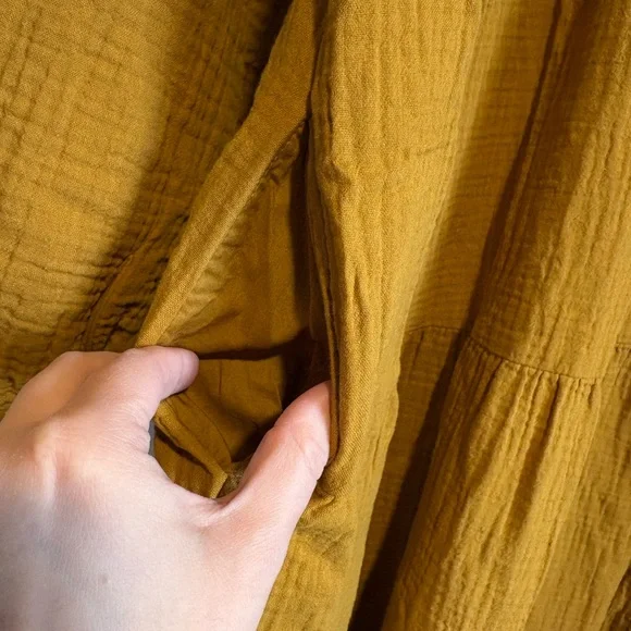 Universal Thread Mustard Long Sleeve Cotton Gauze Maxi Dress - Picture 5 of 5
